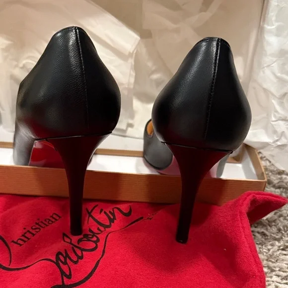 Christian Louboutin Black Heels with Signature Red Soles - Picture 9 of 11